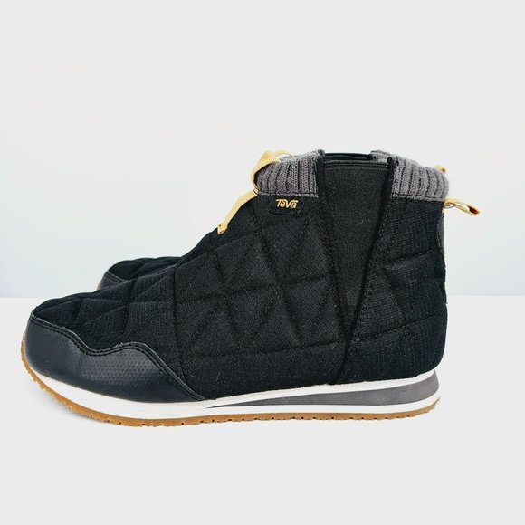 Teva ReEmber Quilted Mid Top Sneaker 9 Black Yellow Pull On Chelsea Stretch Knit - Picture 8 of 13